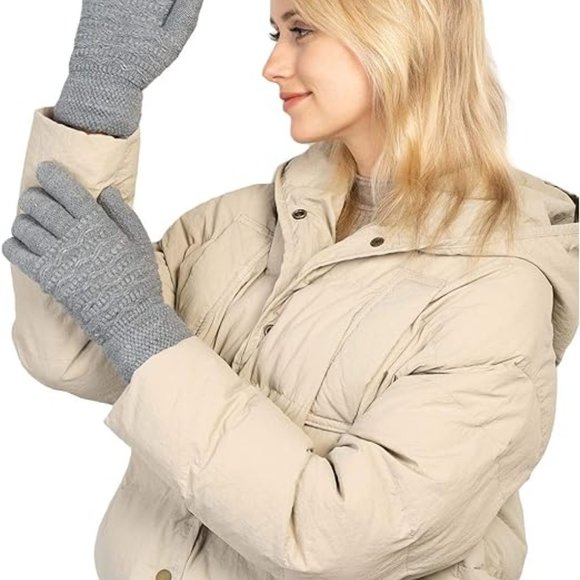 Winter Warm Touch Screen Gloves Womens Thermal Cable Knit Wool Fleece Lined Glo - Picture 3 of 6